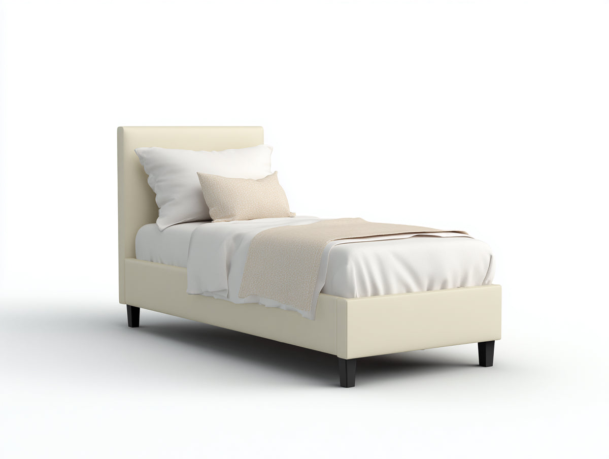 Cama individual tapizada 200x100x95 cm - beige - diseño moderno para dormitorio