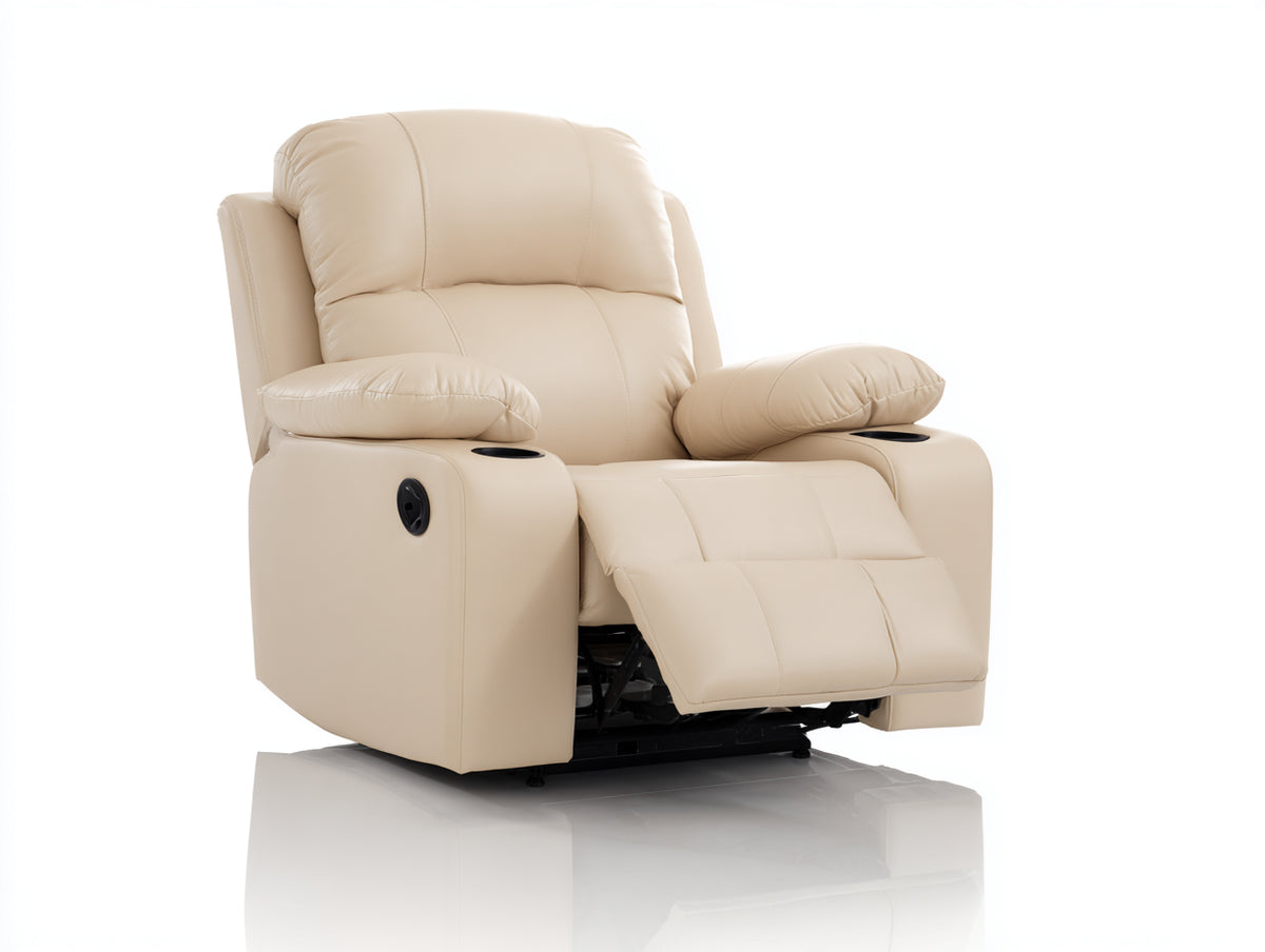 Sillón reclinable tapizado 90x90x100 cm - acabado beige - diseño cómodo moderno