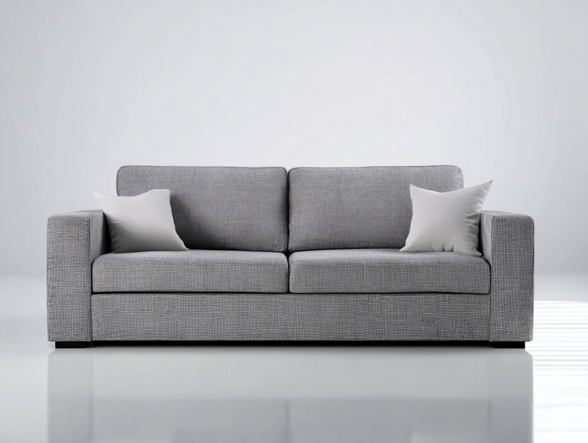 Sofá gris de 2 plazas acolchado diseño moderno 180 x 90 x 85 cm