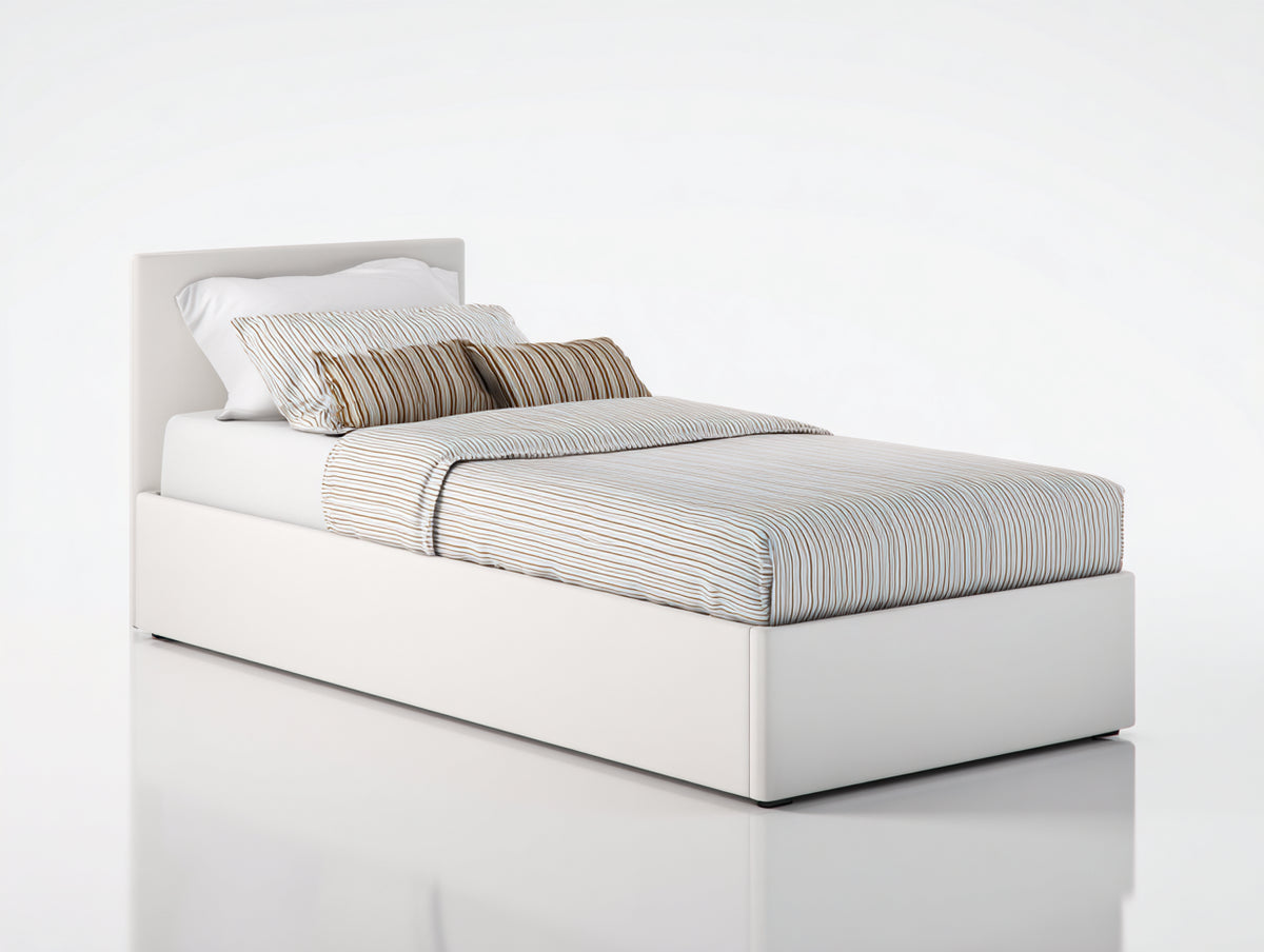 Camas individuales tapizada 200x100x105 cm - blanco - diseño moderno con cabecero para dormitorio