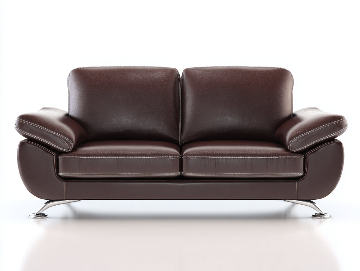 Sofás 2 plazas de cuero sintético 210x90x85 cm - marrón oscuro - diseño moderno y confortable