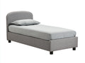 Cama individual tapizada de tela gris 200x100x90 cm diseño moderno