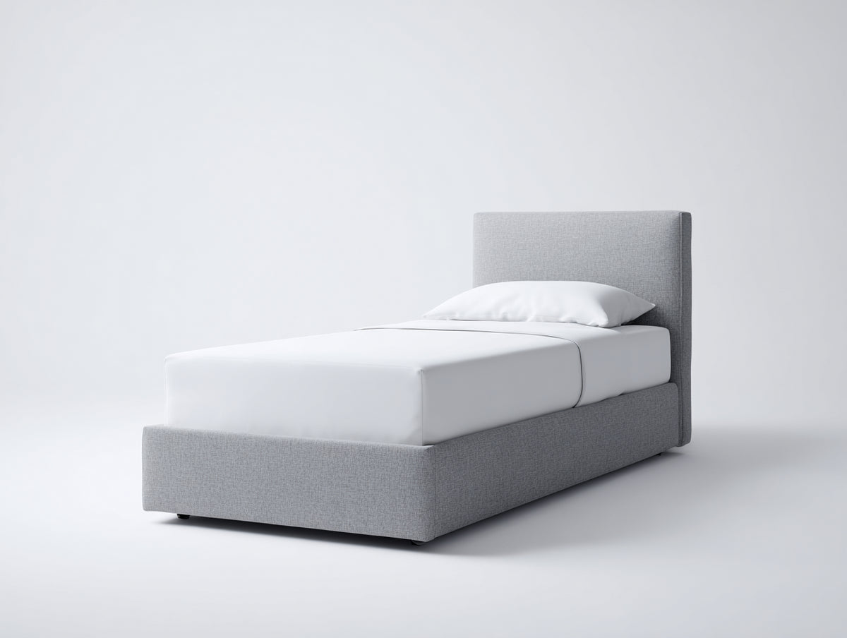 Camas individuales tapizada 200x100x105 cm - gris claro - diseño moderno con cabecero acolchado para dormitorio