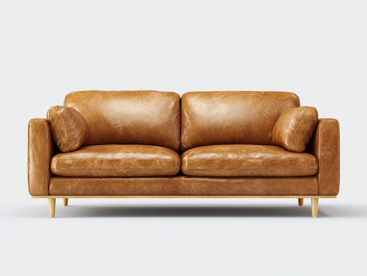 Sofás 2 plazas - Cuero sintético 180x85x82 cm - Marrón - Diseño moderno