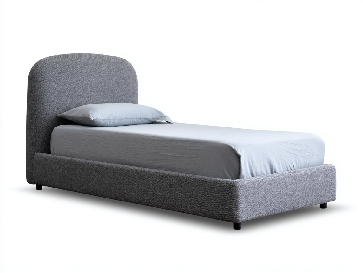 Cama individual tapizada 210x100x100 cm - acabado gris oscuro - diseño moderno
