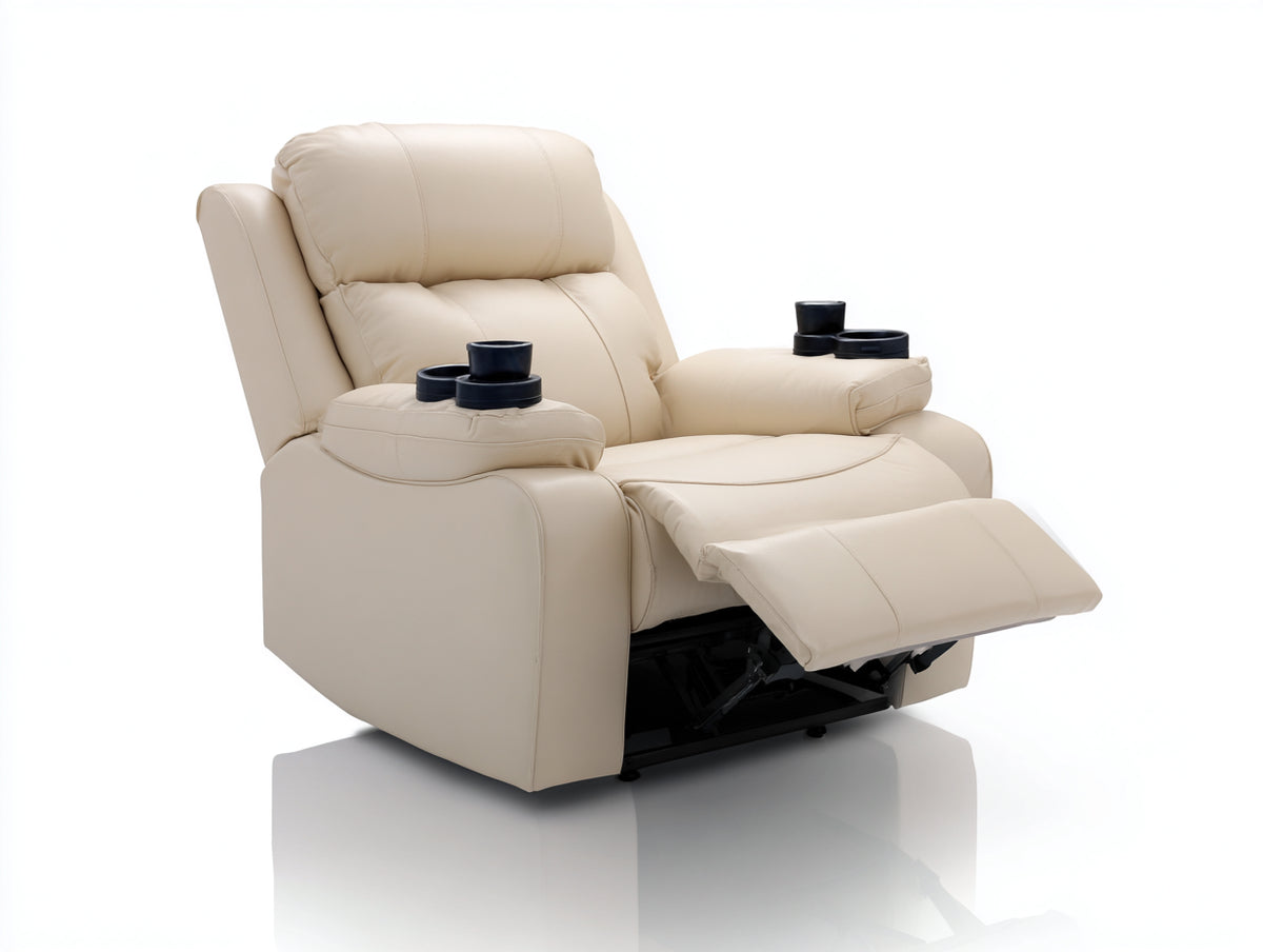 Sillón reclinable beige acolchado con reposapiés ajustable 100 x 95 x 105 cm diseño cómodo