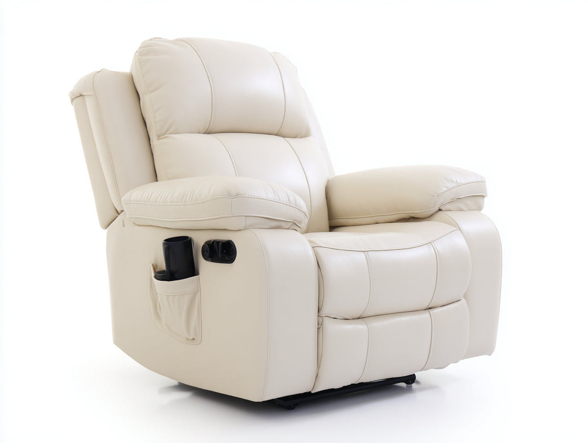 Sillón reclinable blanco acolchado con reposapiés ajustable 95 x 90 x 105 cm diseño cómodo