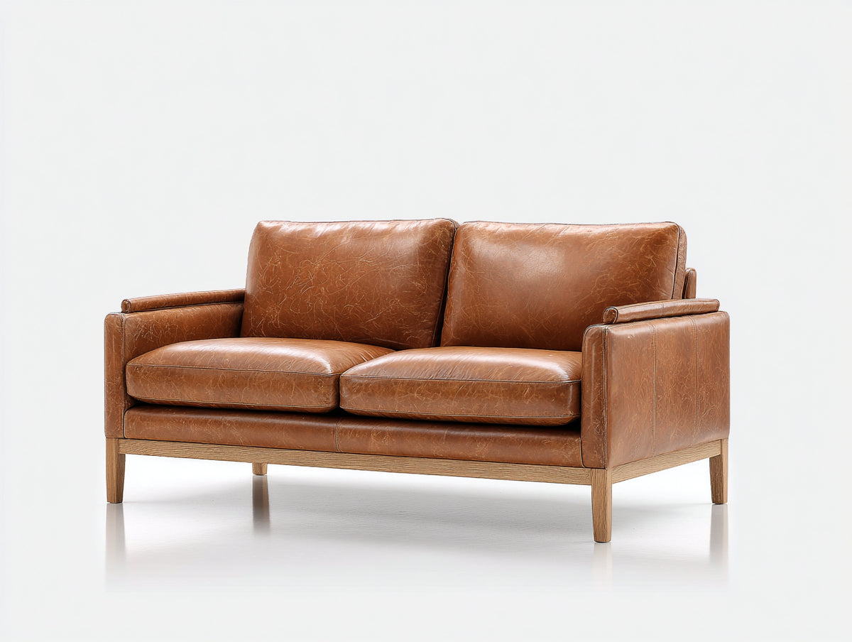 Sofá 2 plazas tapizado 180x90x85 cm - acabado marrón - diseño elegante y cómodo