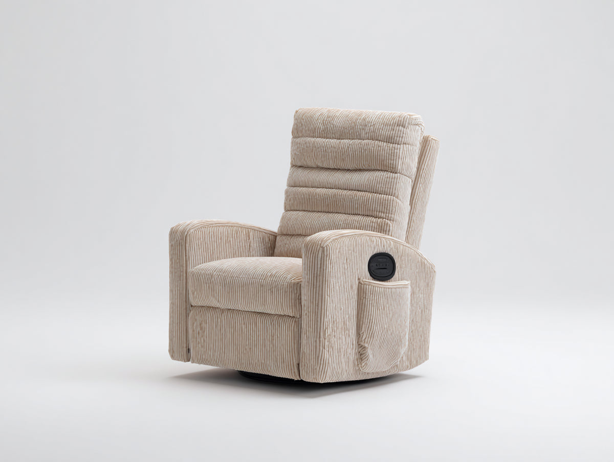 Sillones reclinables tapizado de tela 85x90x105 cm - beige - diseño moderno con respaldo ajustable para salón