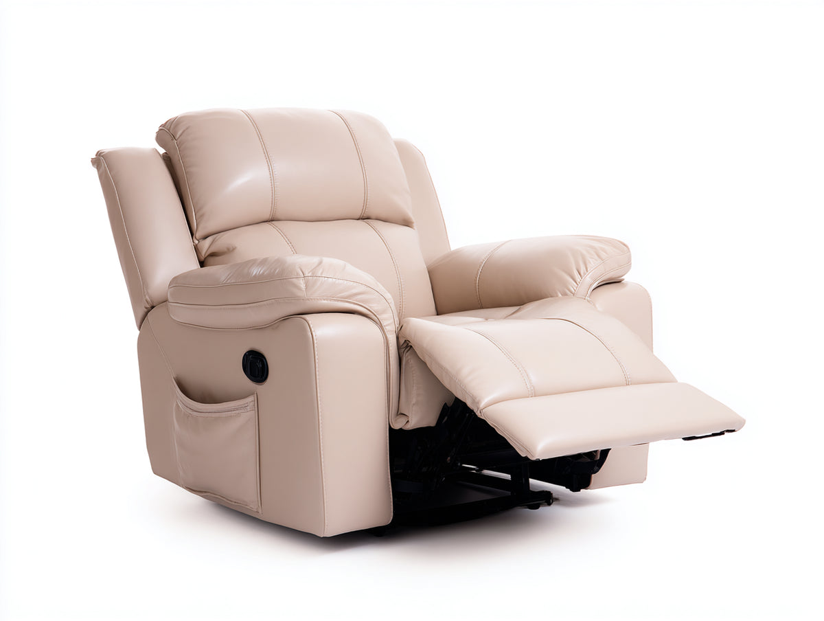 Sillón reclinable tapizado 95x90x100 cm - acabado beige - diseño cómodo moderno