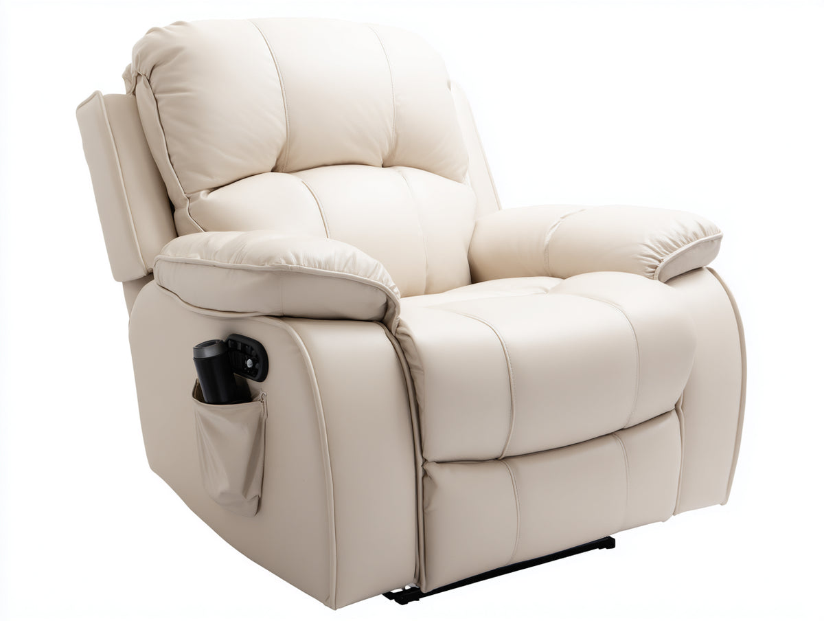 Sillón reclinable tapizado 95x90x100 cm - acabado beige - diseño cómodo con función de descanso