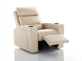 Sillones reclinables de cuero sintético 90x90x105 cm - beige - diseño moderno con reposapiés