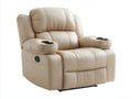 Sillón reclinable tapizado de piel sintética 95x100x105 cm - beige - diseño moderno con respaldo ajustable