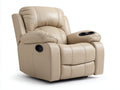 Sillones reclinables de piel sintética 85x90x105 cm - beige - diseño moderno con reposapiés y portavasos para salón