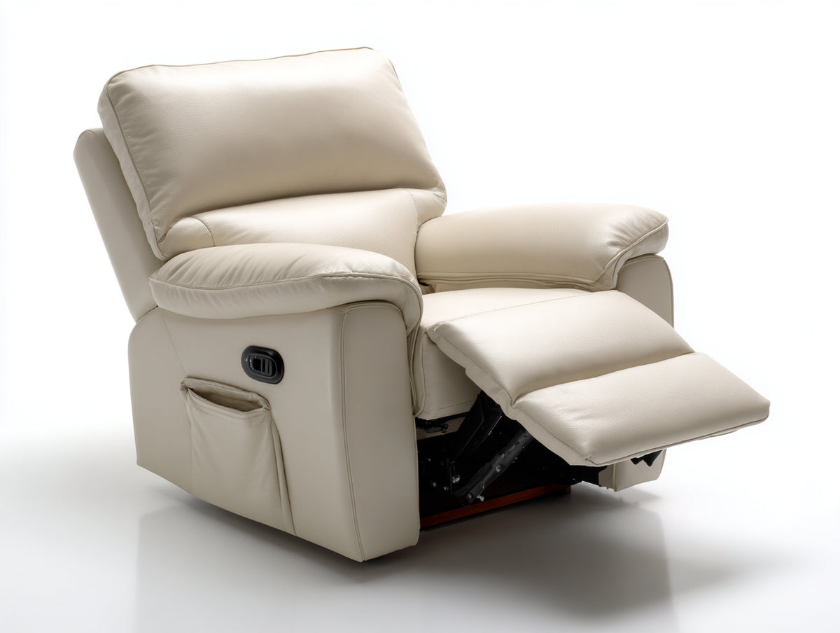 Sillón reclinable blanco acolchado con reposapiés ajustable 100 x 95 x 105 cm diseño cómodo