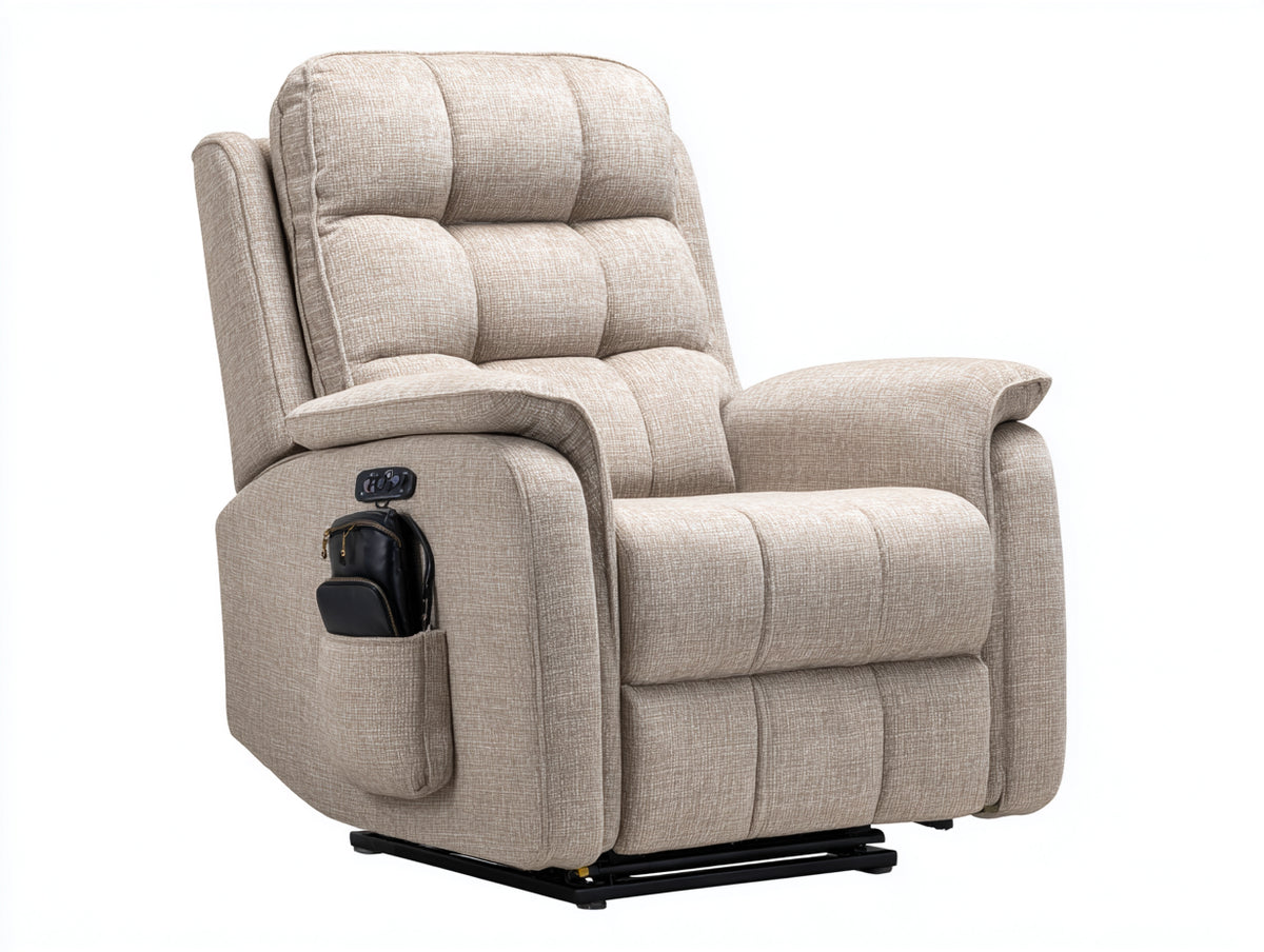 Sillón reclinable beige acolchado con reposapiés ajustable 90 x 85 x 105 cm diseño cómodo