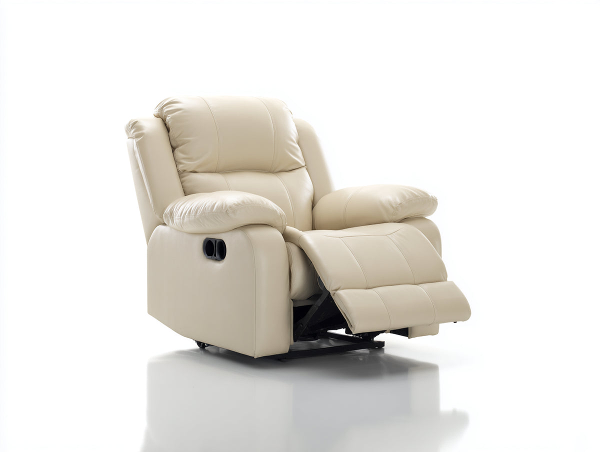 Sillones reclinables de piel sintética 85x90x105 cm - beige - diseño moderno con reposapiés ajustable para salón